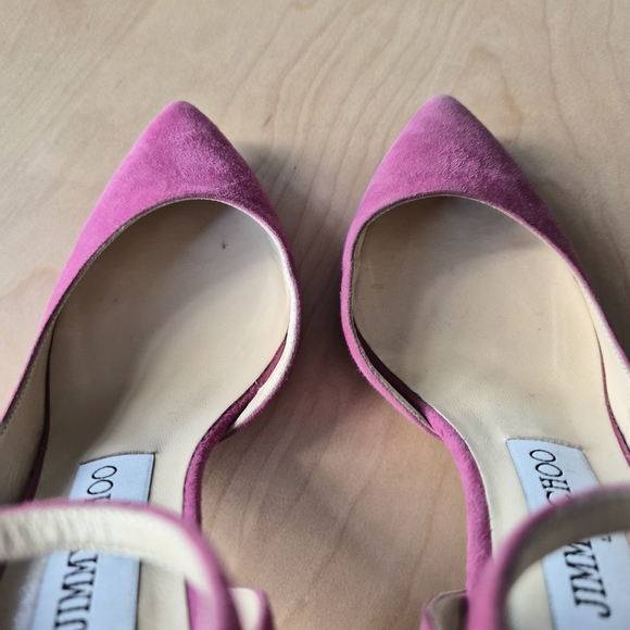 Jimmy Choo Pink Suede Ankle Strap Heels | Size EU 35.5 | Pointed Toe Pumps - Picture 4 of 13